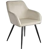 tectake moderner Esszimmer Stuhl mit Armlehnen, Sitzfläche aus Samt, Armlehnstuhl, Sessel Wohnzimmer,...