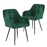 Perfur Casa® Esszimmerstühle 2er-Samt Grün: Esszimmer Set - Stuhl für Ihren Esstisch auch Stühlen Eessel...