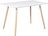 H.J WeDoo Rechteckig Esstisch Küchentisch Buchenholz für 4 Stühle Esszimmertisch Tisch mit Holzbein MDF...
