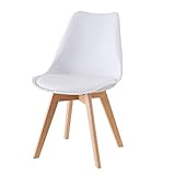 Baroni Home Weiß ESS- oder Bürostuhl mit Holzbeinen aus Buche, Ergonomischer Kunststoffstuhl mit...