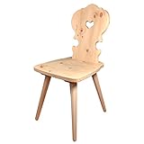 Bauernstuhl aus hochwertigem Zirbenholz - Traditioneller Holzstuhl – Landhausstuhl- Sitzhöhe: 45 cm,...