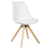 WOLTU® BH52ws-1 1 Stück Esszimmerstuhl, mit Sitzfläche aus Kunstleder, Design Stuhl, Küchenstuhl, Holz,...