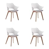 GrandCA HOME 4er-Set Nordischen Küchenstühlen, Esszimmerstuhl mit Massivholzbeinen, Gepolsterte Stühle für...