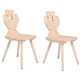 2er-Set Bauernstühle aus hochwertigem Zirbenholz verziert - Traditioneller Holzstuhl - Landhausstuhl -...