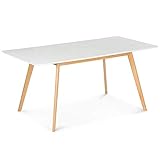 IDMarket – Tisch skandinavisch, ausziehbar, Inga 120 – 160 cm, Weiß