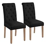 Yaheetech Esszimmerstühle 2er Set Küchenstuhl Polsterstuhl mit hoher Rückenlehne, Beine aus Massivholz,...