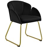 Yaheetech 1 x Gepolsterter Sessel mit Blütenblatt-Rückenlehne, Lehnstuhl mit Metallbeinen Gold,...