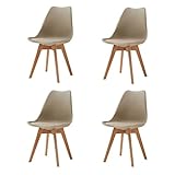 GrandCA HOME 4er Set Skandinavischer Esszimmerstühlen, Gepolsterter Stuhl mit Beinen aus Buchenholz, für...