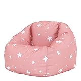 Icon Sitzsack Sessel für Kinder „Sternenklar“, Rosa, Kindersitzsack Wasserabweisend, Sitzsäcke für den...