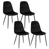 Lestarain 4er Set Esszimmerstühle mit Rückenlehne, Küchenstuhl mit Samtbezug Polsterstuhl aus Metall,...