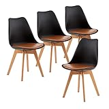 EGGREE 4er Set Esszimmerstühle mit Massivholz Buche Bein SGS Geprüfter, Skandinavisch Design Gepolsterter...