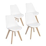EGGREE 4er Set Esszimmerstühle mit Massivholz Buche Bein, Retro Design Gepolsterter Stuhl Küchenstuhl Holz,...
