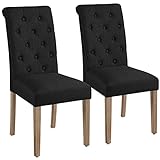 Yaheetech Esszimmerstühle 2er Set Küchenstuhl Polsterstuhl mit hoher Rückenlehne, Beine aus Massivholz,...