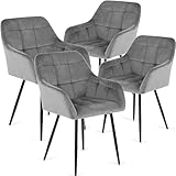 FlamingoCasa Esszimmerstühle 4er samt küchenstühle: Stuhl esszimmer grau mid armlehne - modern esstisch...