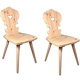 2er-Set Bauernstühle aus hochwertigem Zirbenholz - Traditioneller Holzstuhl, Landhausstuhl - Sitzhöhe: 45...