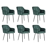 FAMOYI Esszimmerstühle 6er Set Moderne Grün Samt Gepolsterter Küchenstuhl mit Rückenlehne und Metallbeinen...