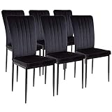 ALBATROS Esszimmerstühle mit Samt-Bezug 6er Set Modena, Schwarz - Stilvolles Vintage Design, Samt-Bezug, SGS...