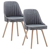 DEULINE® 2X Esszimmerstühle Stoffbezug Grau Esszimmerstuhl SGS Massivholz Polsterstuhl Retro Design Stühle...