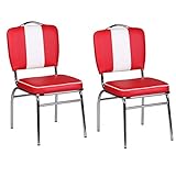 FineBuy 2er Set Esszimmerstühle American Diner 50er Jahre Retro 2 Stühle | Sitzfläche gepolstert mit...