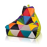 Ecopuf Sitzsack Patchwork Keiko S Mix - Indoor Kunstleder-Beanbag mit Anti-Verlust Reißverschluss - 75x70 cm