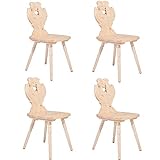 4er-Set Bauernstühle aus hochwertigem Zirbenholz verziert - Traditioneller Holzstuhl - Landhausstuhl -...