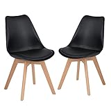 DORAFAIR 2 x Skandinavischen Retro Design Gepolsterter PP Esszimmerstühle Stuhl Küchenstuhl,mit Massivholz...