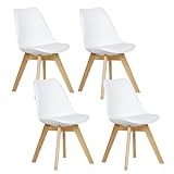 WOLTU® 4er Set Esszimmerstühle Küchenstuhl Design Stuhl Esszimmerstuhl Kunstleder Holz Weiß BH29ws-4