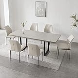 jiexi Modernes Esstisch-Set für 6–8, ausziehbarer Tisch mit hoher Härte, platzsparend, Metallrahmen,...