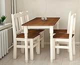k koma Essgruppe Kiefer Holz 120 cm x 70 cm Tisch und 4 Stühle Landhausstil (Eiche)